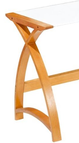 Jual Helsinki Curved Oak and White Glass Laptop Desk