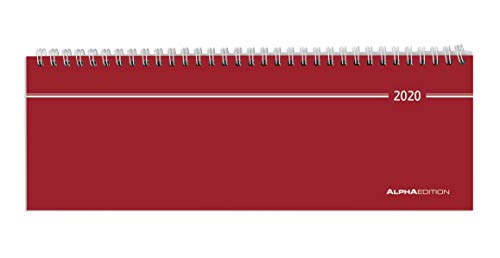 Tisch-Querkalender rot 2020 - Bürokalender - Tischkalender (28,5 x 10) - 1 Woche 2 Seiten - Ringbindung - Terminplaner
