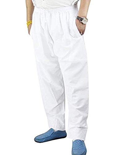 Desert Dress LUXURY MENS WHITE TROUSERS PANTS THOBE BOTTOMS ISLAM PYJAMAS SALWAR DESERT UNDER ARAB MENS AFGHAN Desert Dress (Meduim)