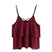 Produktbild Vectry Damen Oberteile Mädchen Sommer Chiffon Cami Top Mit Gekreuzten Bändern Einfarbig Weste Tanktops Ärmellos Freizeit Tank Bluse Nachtwäsche Bademantel Shirt Beachwear Unterwäsche(rot,XXL)