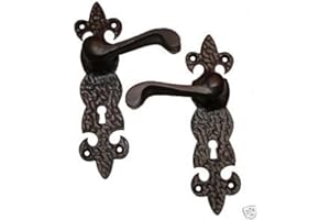 OriginalForgery Large FDL Door Handles with Key Hole Black Cast Iron (AX43)