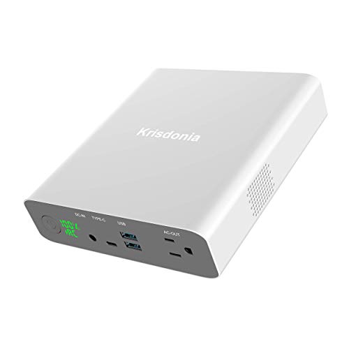 Krisdonia AC Outlet Caricabatterie Portatile Batteria 27000mAh 130W/110V Travel Power Bank con Presa CA Integrata e 2 Porte USB QC3.0 e Porta Type-C per MacBook, Laptop, Smartphone e Altro