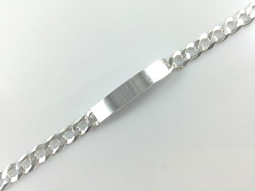 925 Sterling Silver Gents Flat Open Curb Mens ID Bracelet 8.5" FREE ENGRAVING