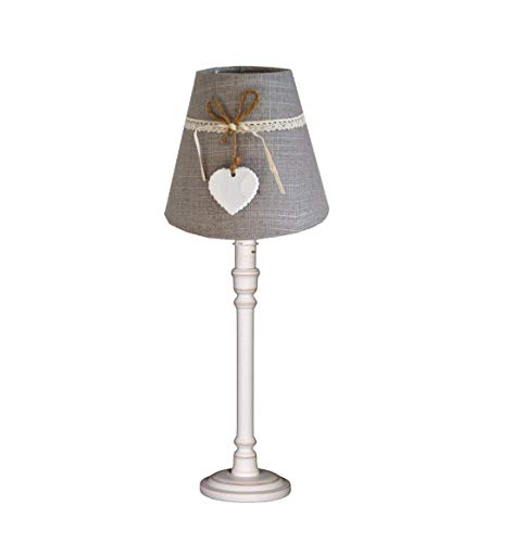 Lampe Tischlampe Nachttischlampe Vintage Shabby Chic Landhausstil Leuchte grau weiß groß - 42 cm (Grau)