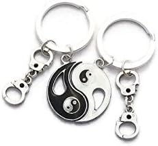 Style Yin Yang Keychain Keyring For Lover's Men Women Jewelry Silver Plated Enamel Key Holder Keyring Best Friend