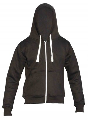 WOMENS PULL STRING LONG SLEEVED HOODIE JUMPER (10, BLACK)