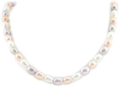 17" 45cm 925 Sterling Silver White Pink Lavnder Tear Drop Real Cultured Freshwater Pearl Necklace Present Gift