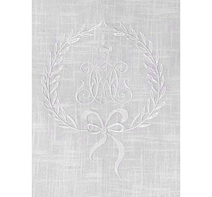 Gardinenschal Vorhang ‚Emmy‘ 2er Set 120 x 240 cm (BxH) bestickt mit Spitze und Monogramm weiß OFFWHITE Baumwolle Landhaus Shabby French Vintage Retro Antik Nostalgie - 3