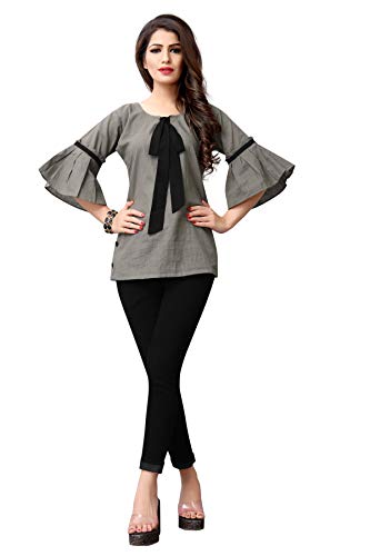 Fidubi Womens Cotton Regular Fit Top (TEX_Top_13_Grey) - Amazon