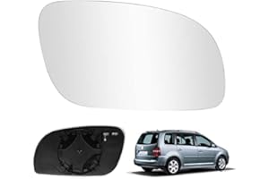 JINSENTGG Cristal de Espejo Reemplazar para VW Touran 2003-2009, Retrovisor Exterior Ajustable Adecuado, Lente de Marcha Atrá (Derecha)