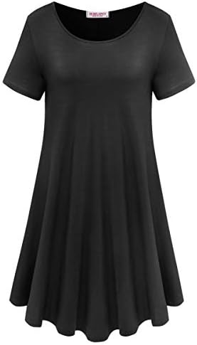 BELAROI Women Mini Shirt Dresses Breathable Long Sleeve Ladies Tunic Dress A-Line Loose T-Shirt Dress Casual Dress Black Green S-2XL