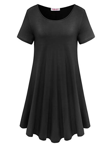 BELAROI Women Mini Shirt Dresses Breathable Long Sleeve Ladies Tunic Dress A-Line Loose T-Shirt Dress Casual Dress Black Green S-2XL