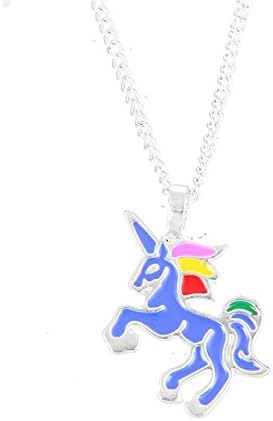 SZHAIYU Lovely Oil Glaze Unicorn Pendant Necklace with Chain Jewelry Gifts for Women Girls Kids Children Ladies(Sliver&amp;Blue)