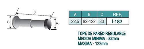 EVI herrajes I – Türstopper de Wand, verstellbar, 182 Finish matt Inox (Edelstahl) schwarz Gummi - 2