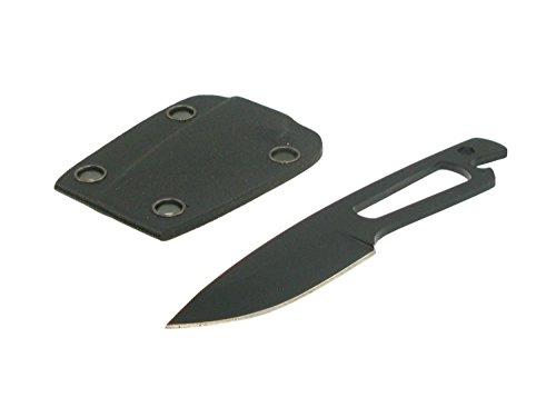 BE-X Neckknife, 440C, mit Hohlschliffklinge, inkl. Scheide - schwarz beschichtet