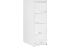 OFITURIA ® Archivador Metálico Tipo Bisley Organizativo De Oficina Blanco con 4 Cajones para Carpetas DIN A4 Y Folio, Documentos con Llave, 132 X 46 X 62 (1 Unidad, Blanco 4 Cajones)