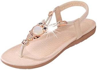 JOMNM Women Girls Rubber Cartoon Owl Animar Bohemia Flats Sandals T-Strap Sandals Beach shoes Beige