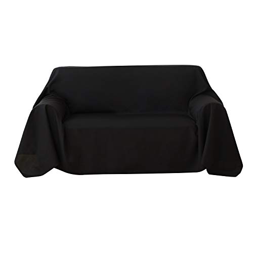 Deconovo Sofabezug Sofa Überwurf Sessel Bezug 210x280 cm Schwarz