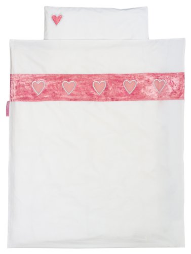 Taftan Hearts Band Velvet Rayon Duvet Cover Set 100 x 135cm for Cot (Pink)