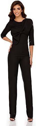 Miss Grey Womens Long Pants Wide Leg Elegant Jumpsuit Romper With Bow Black Medium