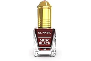 Black Musc El Nabil Perfume de 5 ml de aceite (sin alcohol, oriental, árabe, almizcle, perfume natural, ámbar, madera de águila, esencial, attar scent)