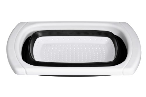 Premier Housewares Zing Zusammenklappbares Abtropfsieb für die Spüle mit verlängerbaren Griffen Schwarz/ Weiß - 2