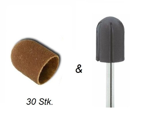 30 Schleifkappen Ø 16 mm #80 mit Träger