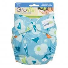 GroVia Newborn All in One Cloth Nappy for baby in Drift