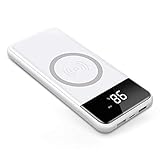  Qi - Batería Externa inalámbrica de 10000 mAh con Doble Entrada de 2A (USB C y Micro) con Pantalla LCD para Todos los Dispositivos Qi habilitados - iPhone X, iPhone 8, Samsung Galaxy S9/S8/S7 Note 8