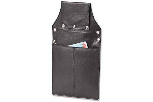 Preisvergleich Produktbild Rimbaldi® - Profi Kellnerbörsen-Holster mit Blindnietenverzierung aus feinem, weichem Rinderleder in Schwarz