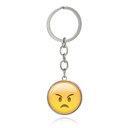Preisvergleich Produktbild EMOJI Schlüsselanhänger Anhänger Schlüssel Whatsapp Smylie Gesicht Glas Cabochon Liebe (Böse (452))