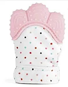 BLUE C Teething Mitten for Infants, Baby Boys & Girls, SILLICONE Teething MITT TEETHER Gloves BPA Free, SELF Soothing Pain Relief MITT, Teething Toys (Single Piece) (Pink)