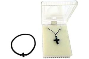 IconsGr Handmade Christian Orthodox Komboskoini Prayer Rope With Cross Pendant Necklace Black