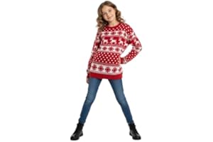 LUXE DIVA Kids Girls Boys Unisex Star Rudolph Novelty Christmas Jumper Sweater Unisex Christmas Xmas Knitted Novelty, Retro, Elf, Football Jumper Sweater Christmas Xmas from Age 3 to 14 Years Old