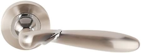 Artemis Round Rose Designer Door Handles Satin Nickel/Polished Chrome Finish