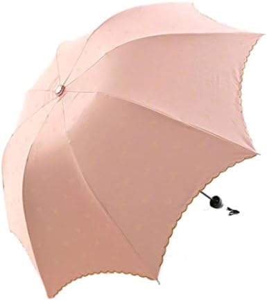 WINWINTOM Embroidery Lace Bow Dome Parasol Sun/Rain Folding Umbrella (Pink)