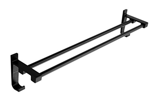 Wangel Nail-frei Design Doppelte Aluminium Badezimmer Handtuchhalter Black