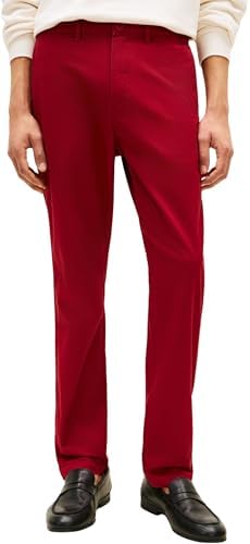 Tommy Hilfiger Uomo Pantaloni Chino Core Harlem Essential Twill Relaxed Fit, Rosso (Regatta Red), 28W/28L