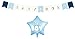 Produktbild DaLoKu Set Dekoration Babyparty Babyshower Mädchen Junge Luftballons Pompom Girlande Banner, Farbe: Set 2 it´s a Boy hellblau/weiß