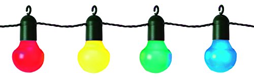 Outdoor – Lichterkette – Gesamtlänge über 10 Meter – mit Befestigungshaken , ideal für Garten , Balkon , Terrasse und Wintergarten – Beleuchtung – Angenehm heitere (aber nicht grelle) BUNTE Outdoor – Lichterkette mit 20 Lampen mit Befestigungshaken – Farbe : BUNT – sparsame LED Technik – inklusive Außen-Trafo, Gesamtlänge inklusive Zuleitung 1070 cm , für den Innen – und Aussen – Bereich gee - 4