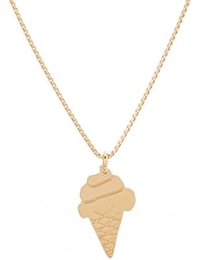 Malaika Raiss Damen Halskette Soft-Eis Anhänger Silber 23 Karat vergoldet - 3116b