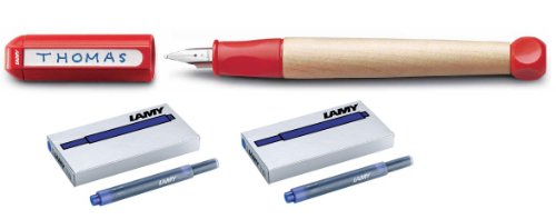 Lamy Schreiblernfüller A rot, abc incl. 2 Päckchen Ersatz Tinten Patronen in blau