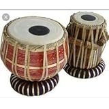 NAS Musical Tabla Drum Set - 3KG Red Printed Brass Bayan, Blemished, Finest Dayan Cushions, Cover &amp; Hammer