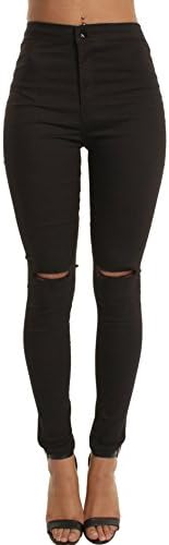 Portobello Punk High Waisted Ripped Knee Skinny Jeans In Black