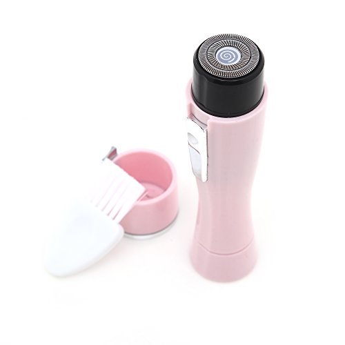 Mini Lady Wet and Dry Shaver - KingOfHearts™ Pocket Size Hair Removal Tool for Bikini Trimming, Leg and Arm Hair Shaving, Waterproof Design with Battery Operated , Come with a Cleaning Brush - Pink