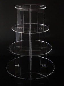 Classikool Stunning TK Round Acrylic Cake Stand with Clear, White or Black Tiers: Choice of 2 Tiers to 7 Tiers [*FREE UK Post] (4 Tier, Clear)
