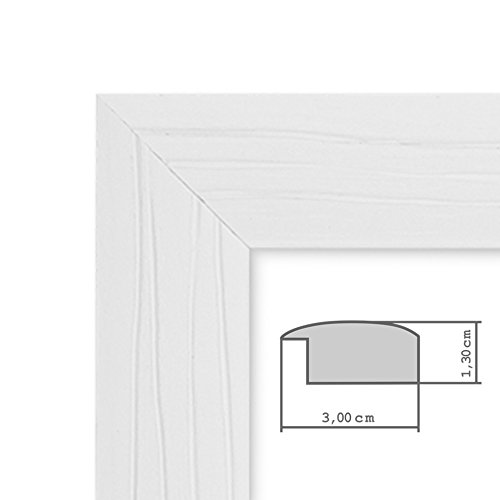 2er Set Bilderrahmen 13×18 cm Weiss Modern Massivholz-Rahmen mit Maserung mit Glasscheibe und Zubehör / zum Stellen oder Hängen / Fotorahmen - 4