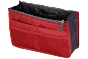 ZiaWorld Cosmetic Bag for Women, Travel Makeup Organizer Insert Bag, Women Nylon Travel Handbag, Purse Large liner Lady Makeup Cosmetic Bag Ladies Tote Portable DIY Partition Bag, Red