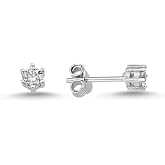 NEREZE 925 Sterling Silver 6-Nail 3 Mm Solitaire Earrings