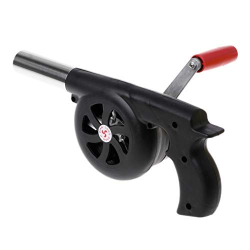 détail Mettez à niveau le ventilateur portatif à manivelle mini, le gril manuel, allume-cigares, excitateur de flammes pour barbecue, pique-nique, camping en plein air, randonnée, outil de cuisson (noir)